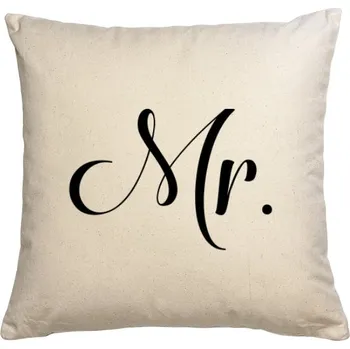 Dekorativní polštářek Polštář lněný vzhled s potiskem Mr.
