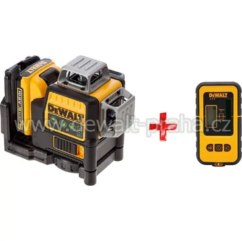 Měřící laser DCE089D1G+P DeWALT Aku křížový laser 360°, s přijímačem DE0892G, zelený paprsek