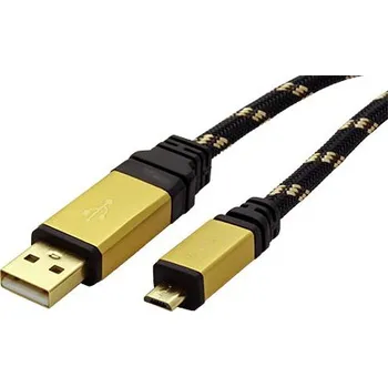 Datový kabel ROLINE GOLD USB 2.0 kabel, USB A(M) - microUSB B(M), 0,8m - 11.02.8825