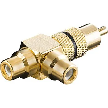 Audio redukce goobay Redukce 2x Cinch F - Cinch M, zlacená, černý proužek (11387) - 11.92.4421