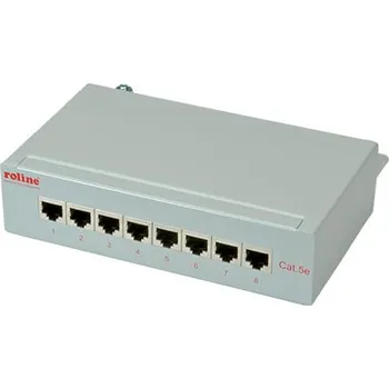Patch panel ROLINE Patchpanel mini kat. 5e STP, 8 portů, šedý