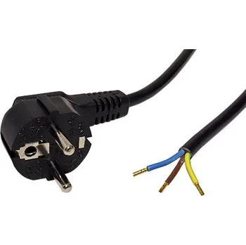 Napájecí kabel ROLINE Kabel síťový, CEE 7/7(M) - bez koncovky, 3x1mm, 3m, černý - 19.08.1111