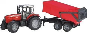 autíčko Bruder 7480 Traktor Massey Ferguson s přívěsem červený