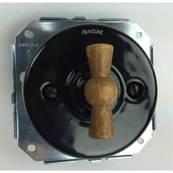 vypínač FONTINI by Font Barcelona Porcelánové otočné dvojtlačítko Garby Colonial porcelán/klička: černá/old wood 31 344 27 21