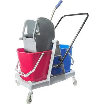 mop Coronet Profesionální úklidový vozík se ždímačem a vědry 2 x 15 l