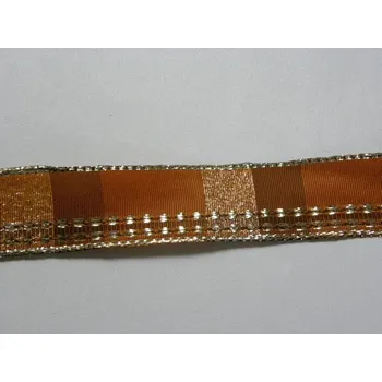 Stuha hnědá se zlatým zdobením