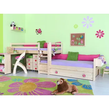 Postel Zvýšené jednolůžko posuvné Domestav D934 Materiál: Smrk, Povrchová úprava: Přírodní provedení