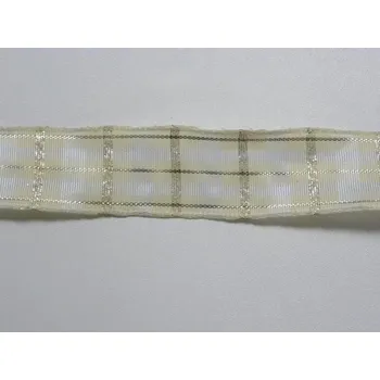 Stuha šampaň-bílá 25mm