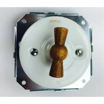 vypínač FONTINI by Font Barcelona Porcelánové otočné tlačítko Garby Colonial porcelán/klička: bílá/old wood 31 328 17 21