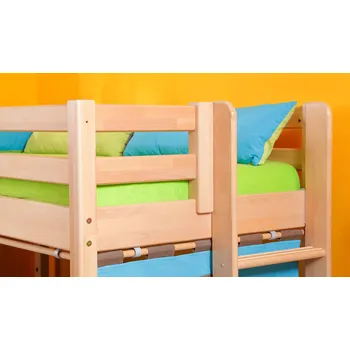 Postel Jednolůžko se zábranou a děleným čelem Domestav D101 Materiál: Buk cink, Povrchová úprava: Přírodní provedení