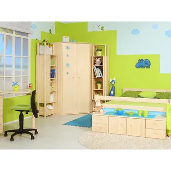 Knihovna Skříň rohová šatní s dveřmi Domestav D508 Materiál: Smrk, Povrchová úprava: Přírodní provedení