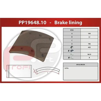 Brzdová čelist Brzdové obložení T815 GR 420x160x16 WVA 19648-01