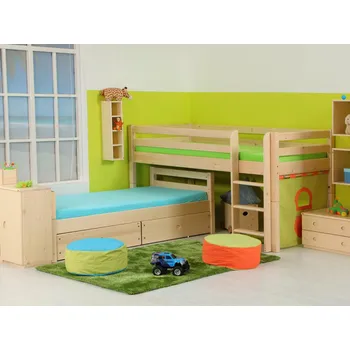 Zvýšené jednolůžko elko posuvné-zvyšující prvky Domestav D937d Materiál: Smrk, Povrchová úprava: Barevné lakování