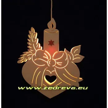 Vánoční dekorace Závěsné - Srdce se svíčkou