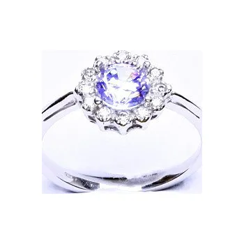 Prsten Stříbrný prsten, zirkon lavender, čiré zirkony, T 1495