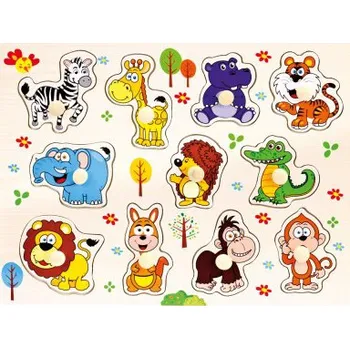 BINO Dřevěné puzzle safari 11 dílků