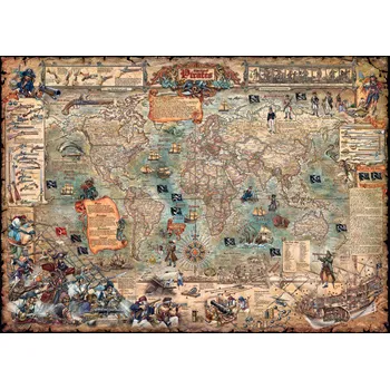 Puzzle Heye Puzzle Pirátská mapa světa 3000 dílků