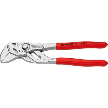 Kleště Klešťový klíč KNIPEX180 mm (KNIPEX Klešťový klíč 180 mm SIKO. Kleště a klíč na šrouby v jednom nástroji. Výborně se hodí k uchopování, držení, stlačování a ohýbání součástí. Pro šetrnou montáž povrchově zušlechtěných armatur.)