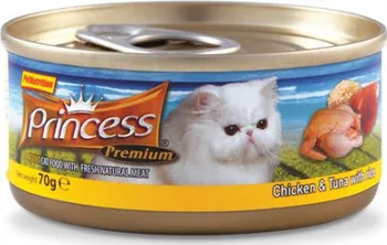 Krmivo pro kočku Princess Tins Premium kuře a tuňák s rýží 70 g