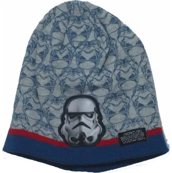 Čepice obvod hlavy 52,54 cm-Chlapecká zimní čepice Star Wars - šedo-modrá barva
