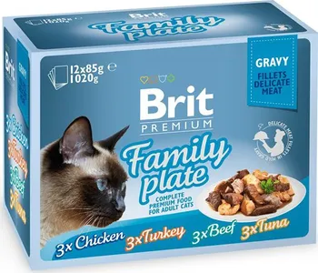 Krmivo pro kočku Brit Premium Cat Delicate Fillets in Gravy Family Plate 12 x 85g