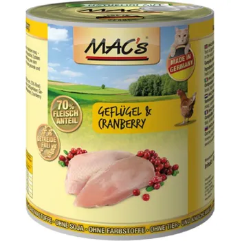 Mac's Cat konzerva drůbež/brusinka, 800 g
