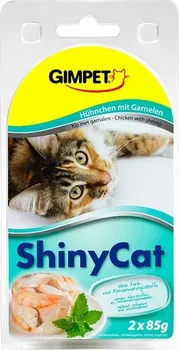 Krmivo pro kočku GimCat Shiny konzerva kuře/krevety 2 x 70 g