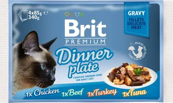 Krmivo pro kočku Brit Premium Cat Delicate Fillets in Gravy Dinner Plate 340 g