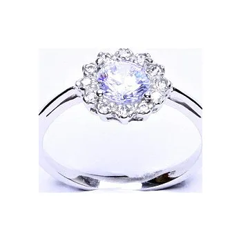 Prsten Zlatý prsten, bílé zlato, čiré zirkony, T 1495