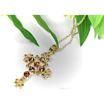 Náhrdelník Křížek se skleněnými kameny, Jablonecká bižuterie