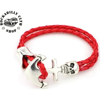 Náramek Náramek námořnický Rocka String Bracelet Anchor Red