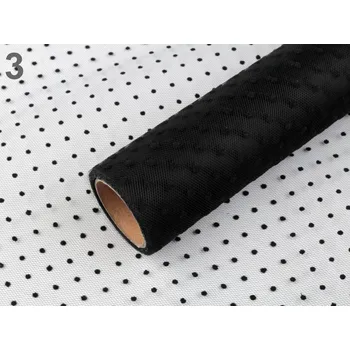 Svatební dekorace Tyl dekorační s puntíky - černý- 50 cm /4,5m