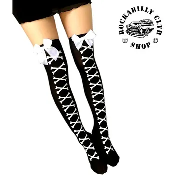 Dámské punčochy Punčochy dámské Rocka Stockings Bones Bow