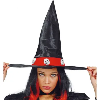 Karnevalový doplněk Čarodějnický klobouk s lebkami
