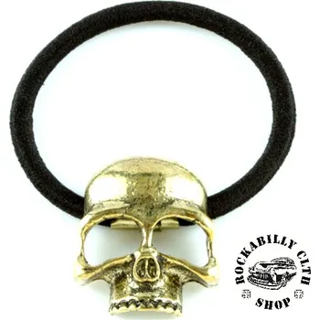 Gumička do vlasů lebka Rocka Hairclip Skull Gold