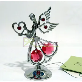 Žertovný předmět ANDĚL se srdíčkem Crystocraft červený- stříbrná