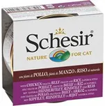 Schesir Cat Natural Brine konzerva kuře/hovězí/rýže 85 g