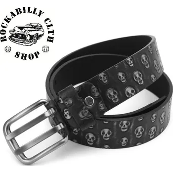 Opasek Pásek kožený Rocka Leather Belt Skull White