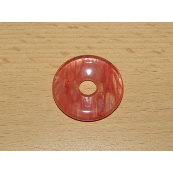 Drahý kámen Křemen jahodový - Donut - kdm30