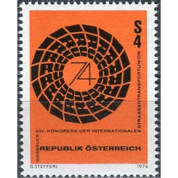 Poštovní známka (1974) MiNr. 1453 ** - Rakousko - Kongres Mezinárodní unie silniční dopravy (IRU)