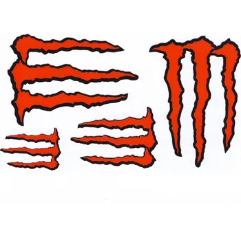 Samolepicí dekorace na vozidlo Samolepka MONSTER sada malá červená 17x10cm