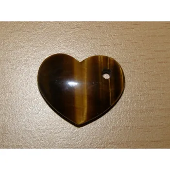 Drahý kámen Tygří oko - Přívěsek - srdíčko napříč vrtané - kps33