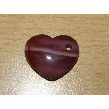 Drahý kámen Jaspis mookait - Přívěsek - srdíčko napříč vrtané - kps17