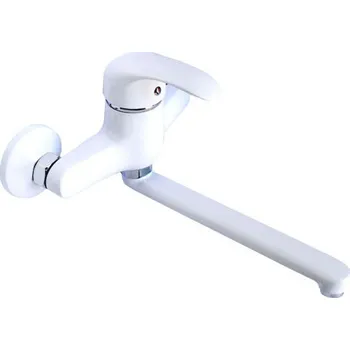 Vodovodní baterie PERLA, dřezová stěnová baterie, rozteč 150mm, bílá - Sagittarius PRW 3115/150