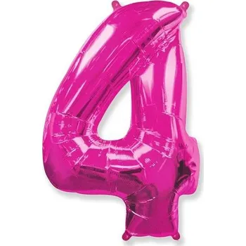 Balónek Fóliový balónek číslice čtyři růžový 85cm