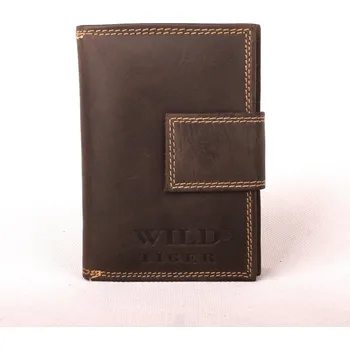 Kabelka Tmavěhnědá kožená peněženka Wild Tiger ZD-28-062