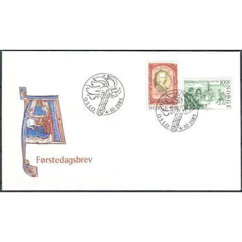 Poštovní známka (1985) FDC - MiNr. 934 - 935 - Norsko - 200 let veřejná knihovna