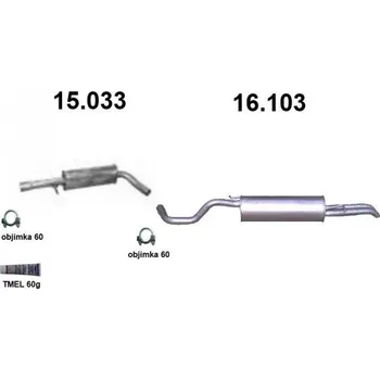 Střední díl výfuku Výfuk ŠKODA OCTAVIA 1.8i Turbo-20V / TOLEDO / BORA / GOLF IV, montážní sada/kompletní IZAWIT IZ15033A16103