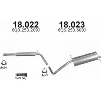 Výfuková trubka Výfuk ŠKODA FABIA 1.2i Hatchback, montážní sada/kompletní IZAWIT IZ18022A18023