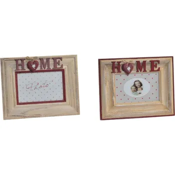 Vánoce Fotorámeček dřevěný HOME 24 x 18 cm - natur/červená